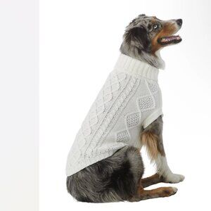 NWT TOP PAW TRENDY TURTLENECK DOG SWEATER COAT JACKET WHITE MEDIUM